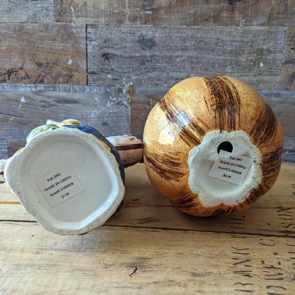 Never Used Fall 2002 Ceramic Scarecrow Soap Dispenser & Ceramic Pumpkin - Picture 3 of 8